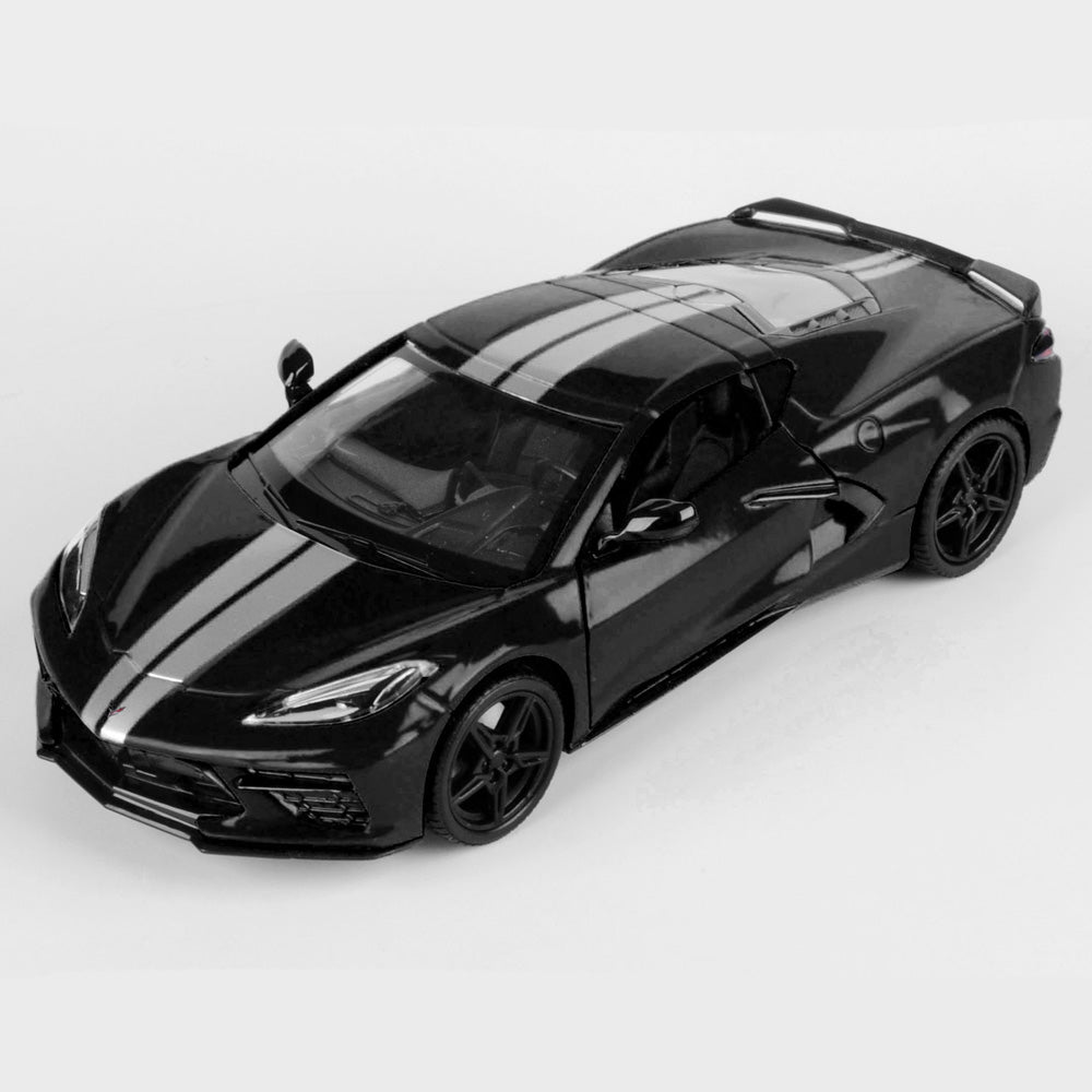 2020 Corvette Black and Silver Diecast Model shown on a white background