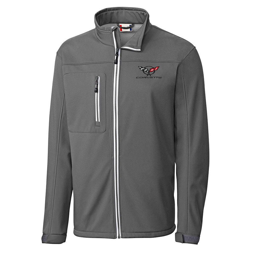 Gray jacket with a C5 Corvette logo on a white background