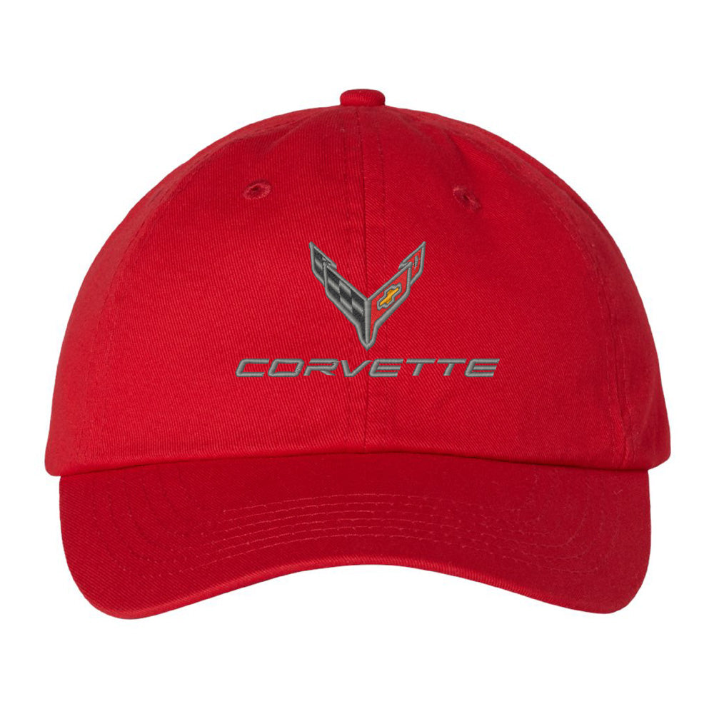 C8 Corvette Emblem Ladies Red Cap