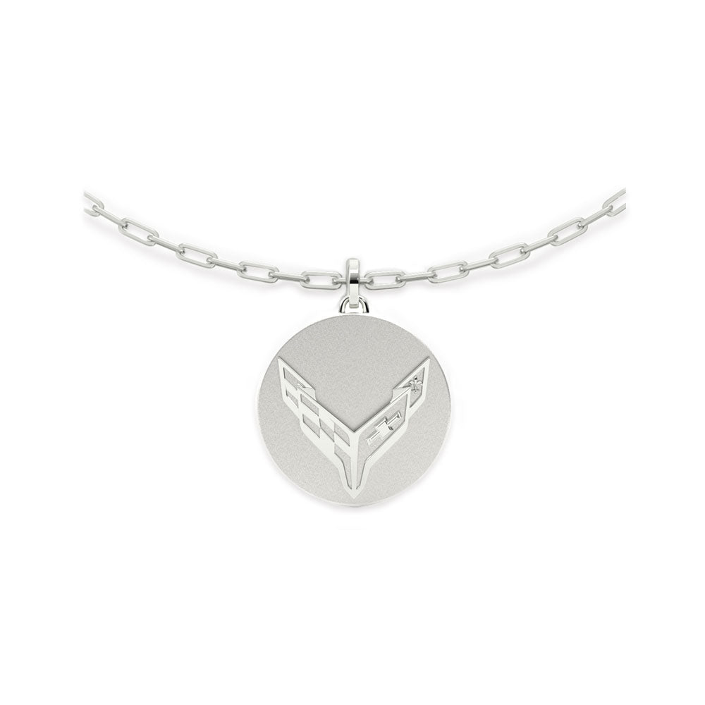 8th Generation Corvette Two Tone Sterling Silver Small Circle Necklace