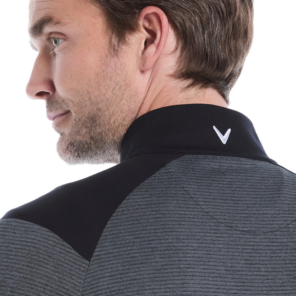 8th Generation Corvette ZR1 Men's Lightweight Blocked Quarter-Zip Pullover showing the Callaway logo on the back neck