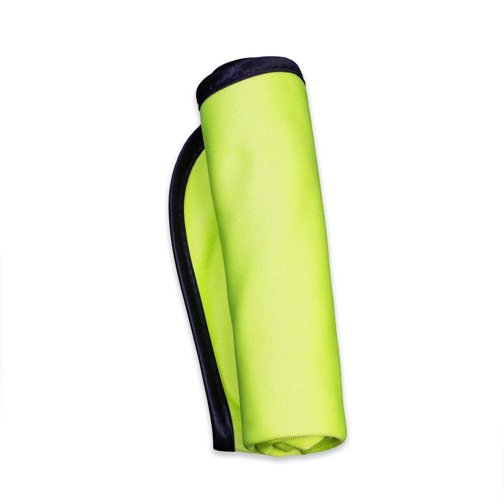 A rolled-up Adams Green Microfiber Scrubbing Glass Towel shown on a plain white background.