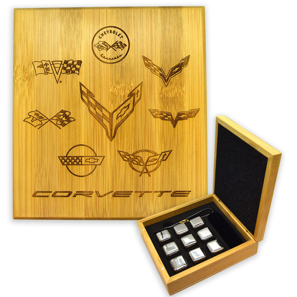 C1-C8 Corvette Emblems Whiskey Stone Set