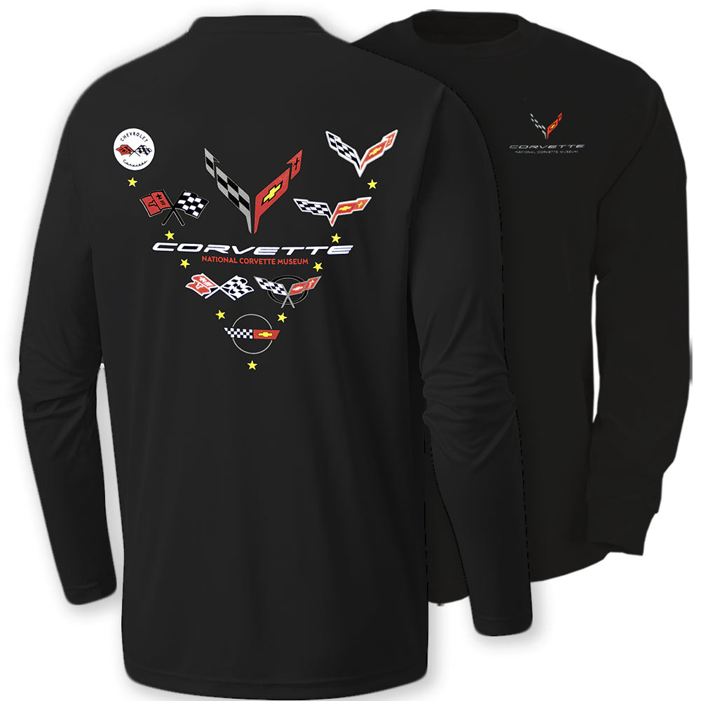 C1-C8 Emblems V-Back Long Sleeve Black T-shirt