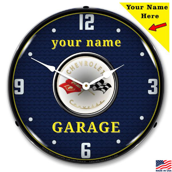 C1 Corvette Garage Personalized LED Lighted Clock