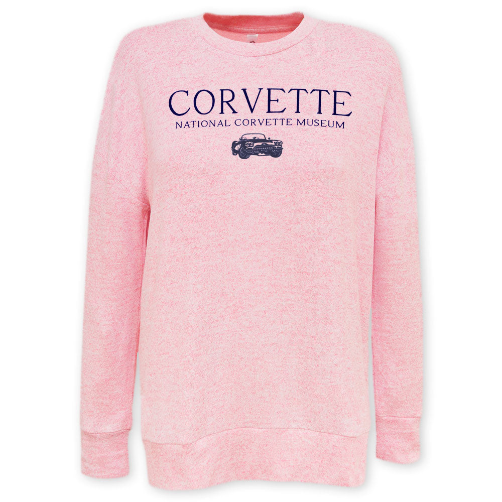 C1 Corvette Ladies Pink Crew Knit Pullover