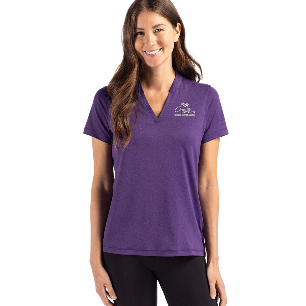 C2 Corvette Custom Ladies No Collar VNeck Purple Polo