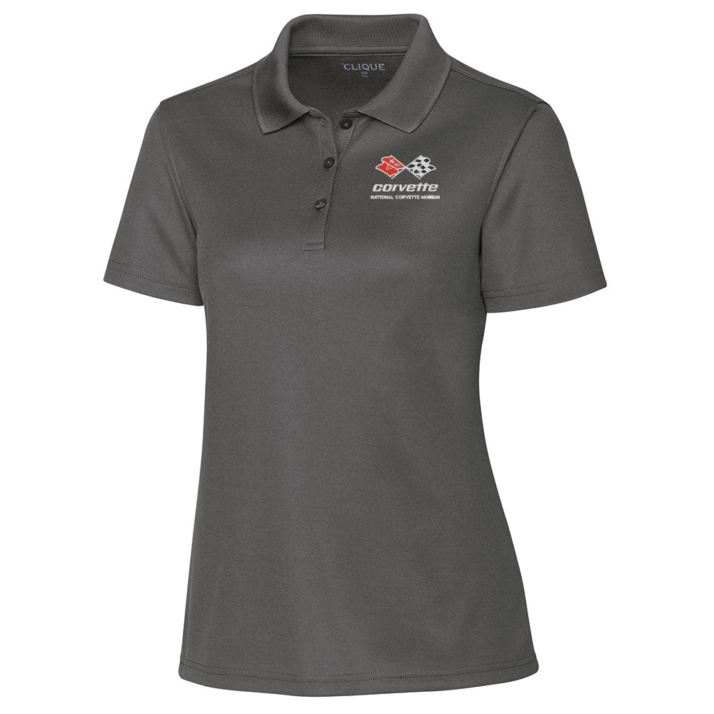 C3 Corvette Emblem Ladies Core Graphite Spin Polo