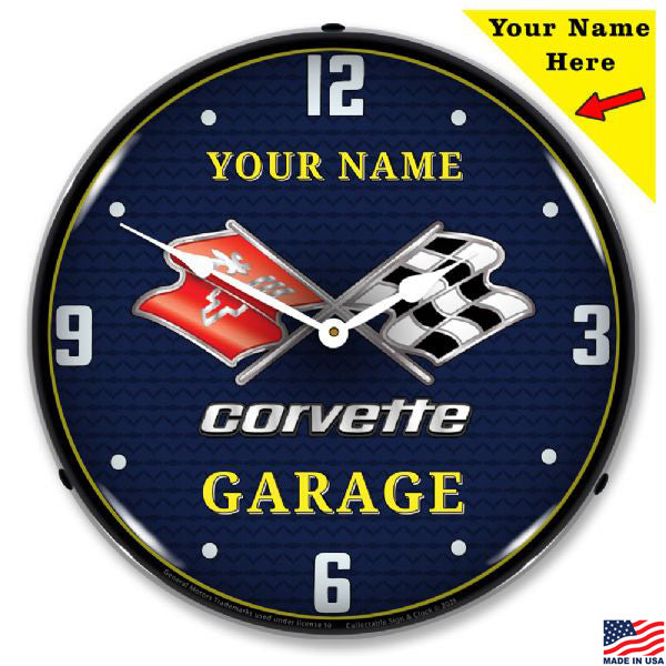C3 Corvette Garage Personalized LED Lighted Clock