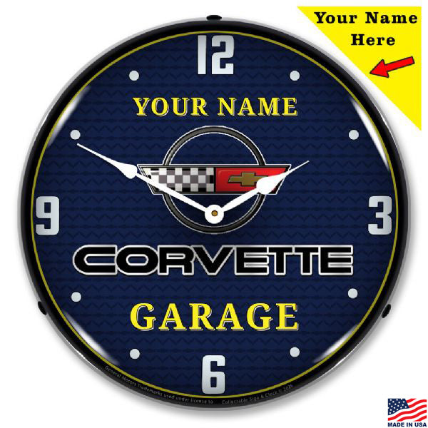 C4 Corvette Garage Personalized LED Lighted Clock