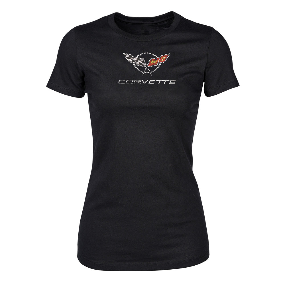 C5 Corvette Crystal Emblem Ladies Black Top