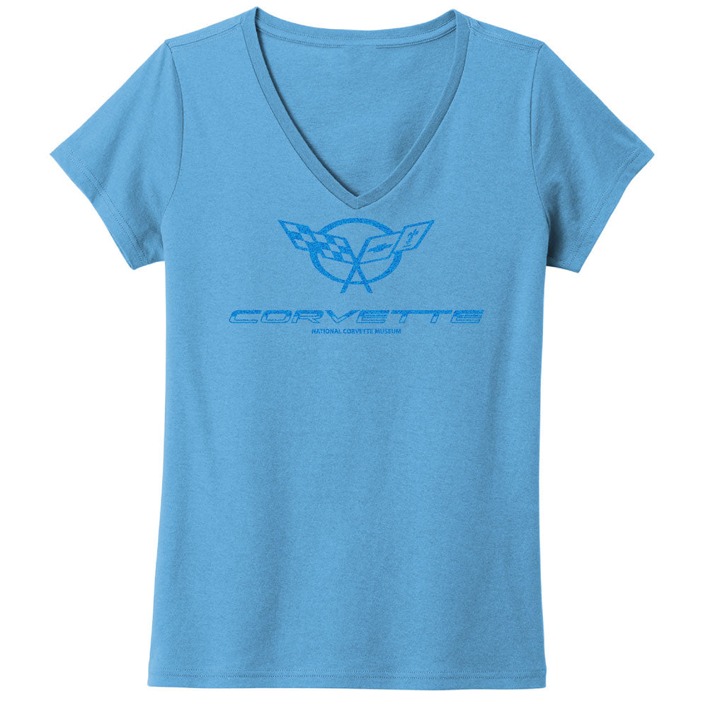 C5 Corvette Ladies' Pacific Blue Glitter Fade Top