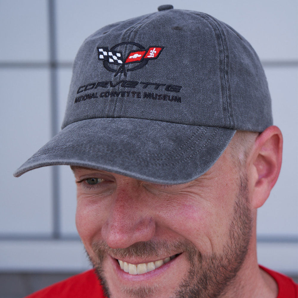 Man wearing the C5 Corvette Quest Charcoal Cap