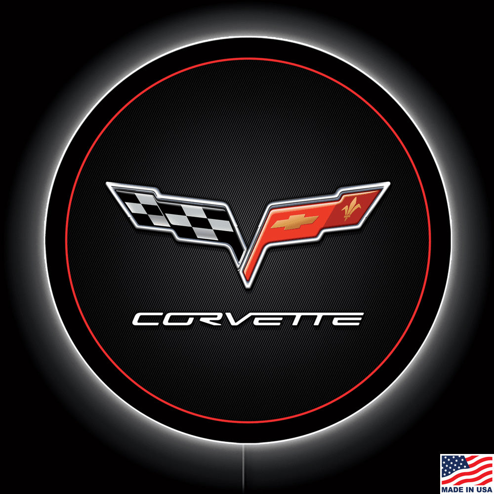 C6 Corvette Emblem Round LED Sign