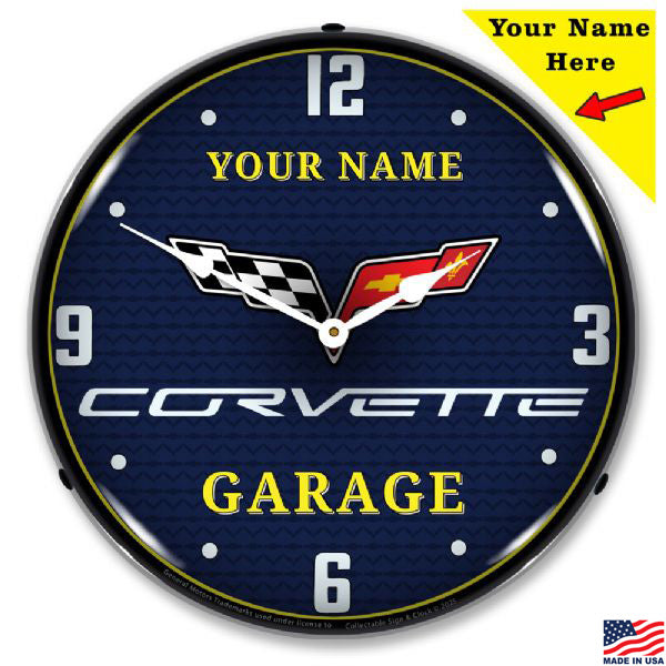 C6 Corvette Garage Personalized LED Lighted Clock