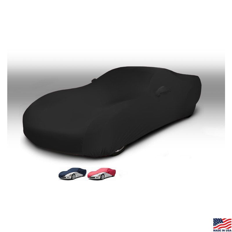 Image of the C4 Corvette Satin Stretch Car Cover shown on a Corvette