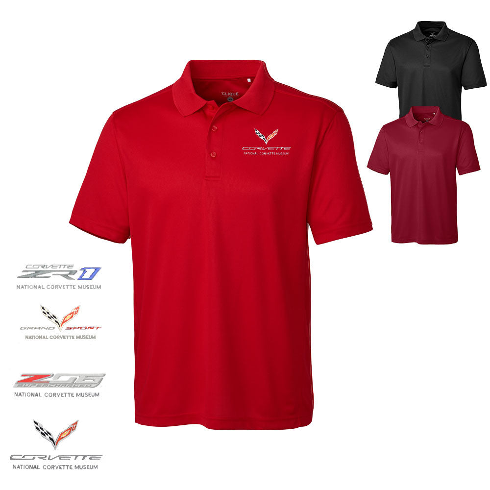 C7 Corvette Custom Ice Pique Polo shown in three colors