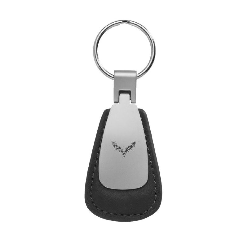 C7 Corvette Emblem Leather Teardrop Keychain