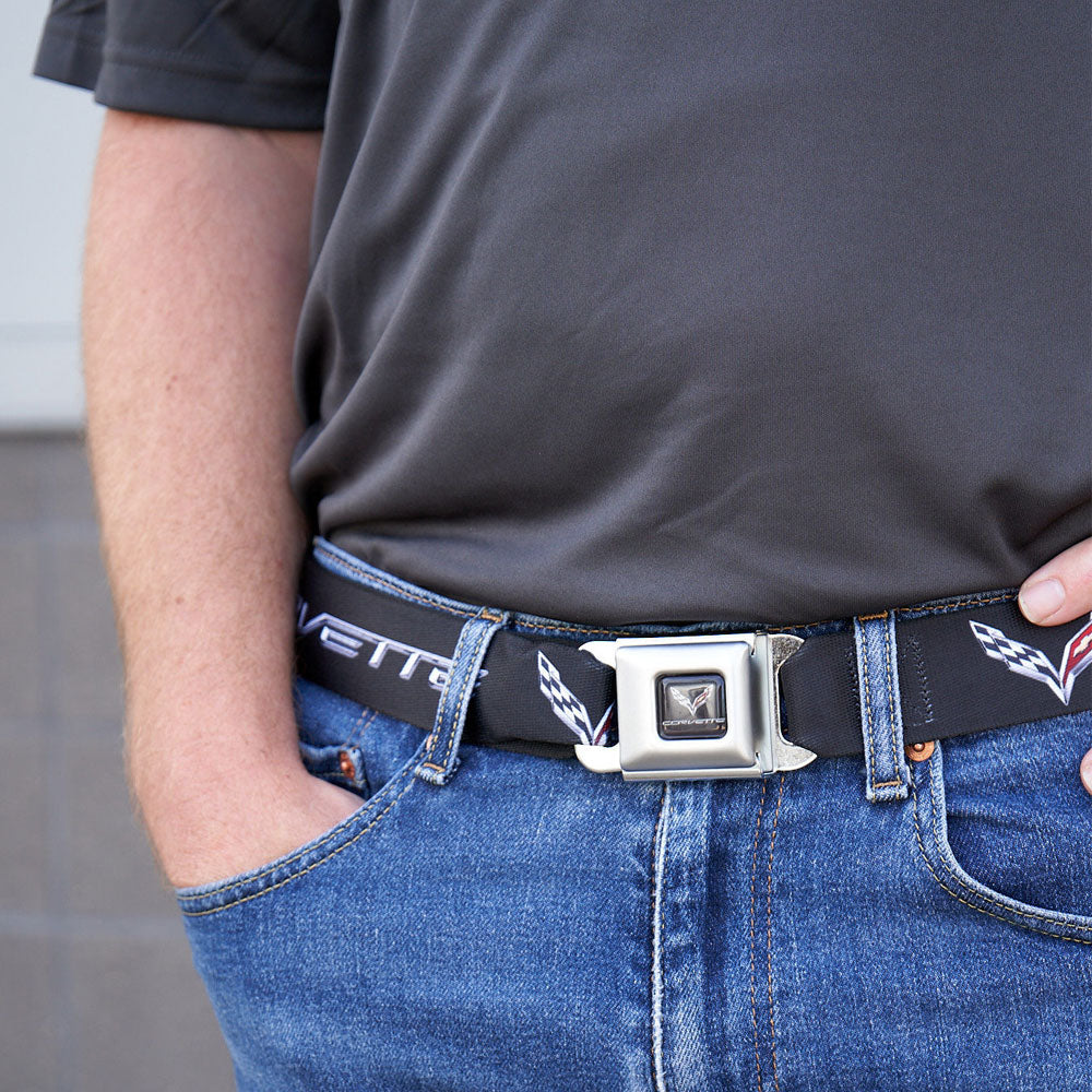 person wearing C7 Corvette Emblems Seatbelt Belt