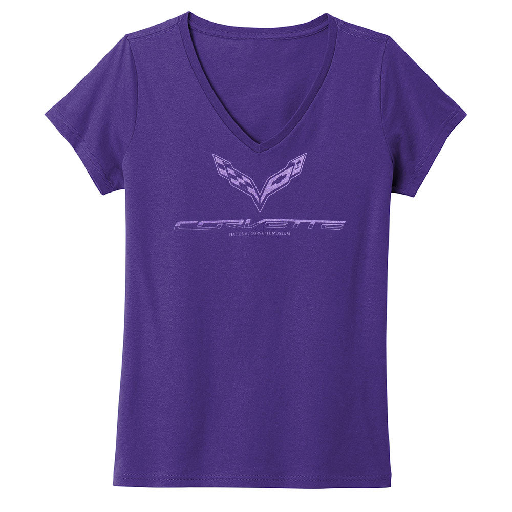 C7 Corvette Ladies Purple Glitter Fade Top