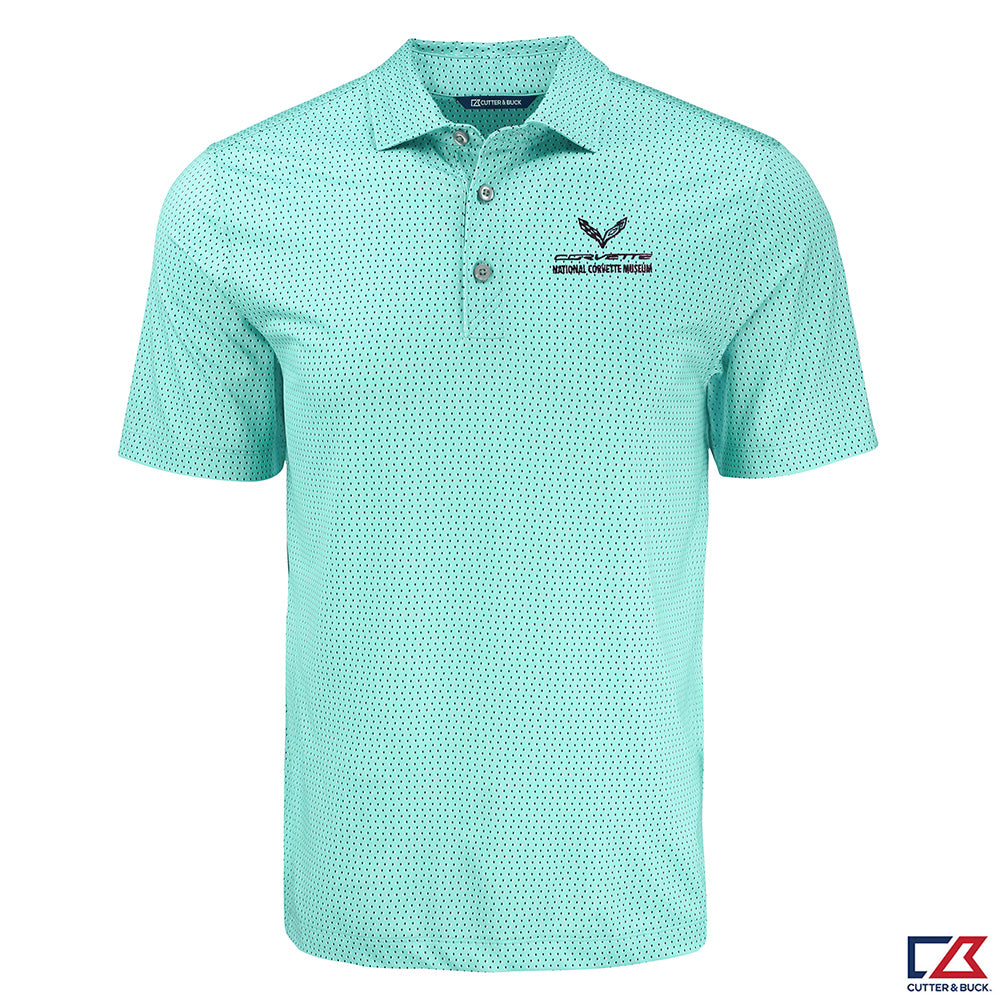 C7 Corvette Pike Check Print Mens Polo in Mint Green