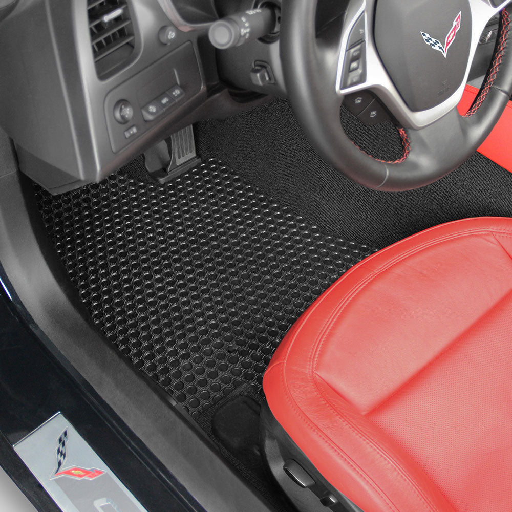 C7 Corvette Rubbertite Floor Mats shown in a Corvette