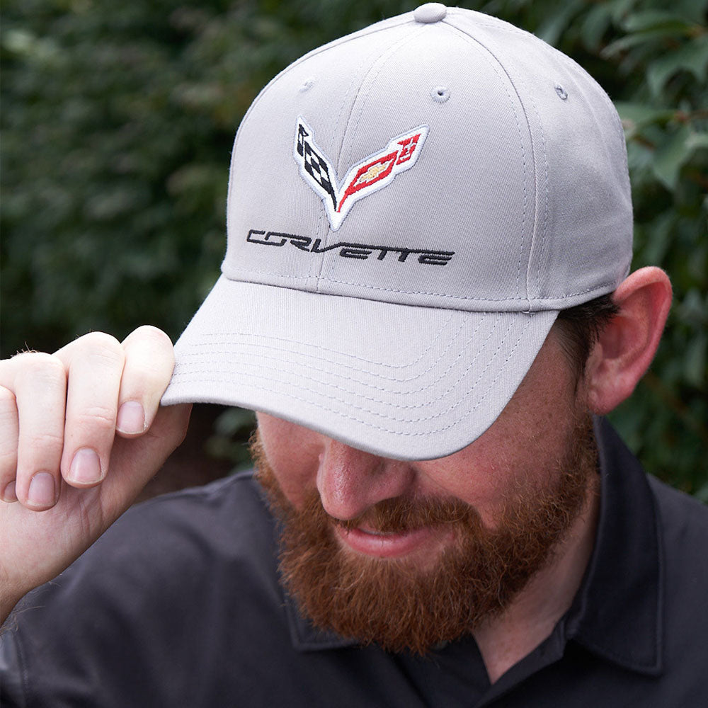 person wearing C7 Corvette Twill Cap grey