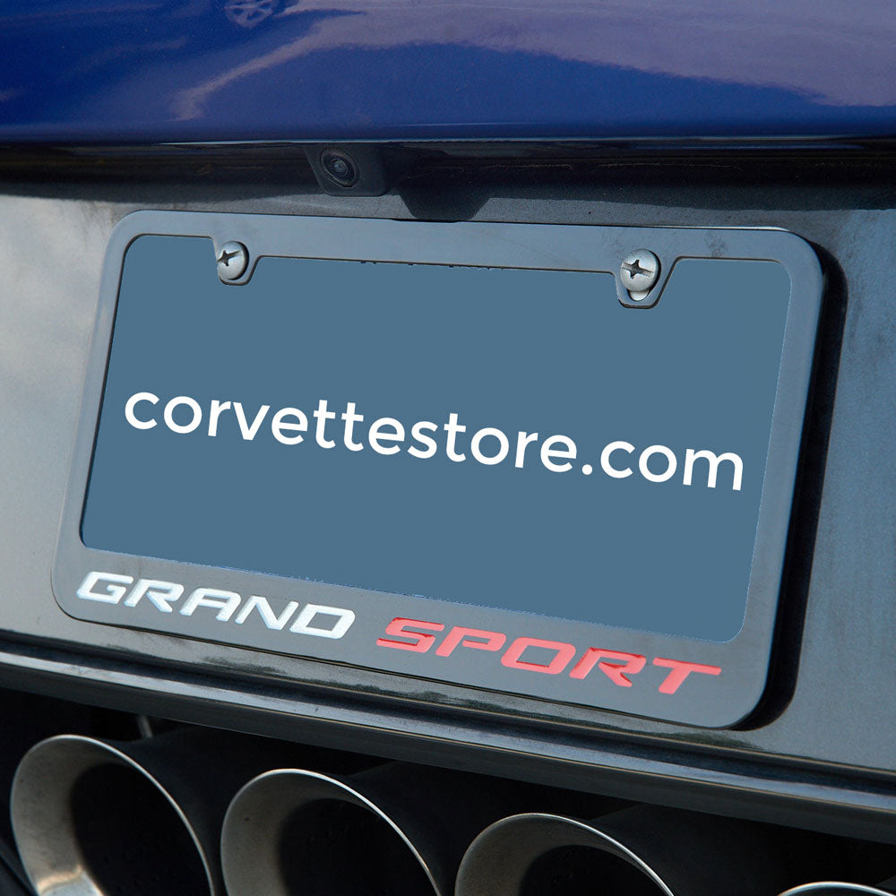C7 Grand Sport Black License Plate Frame on a car
