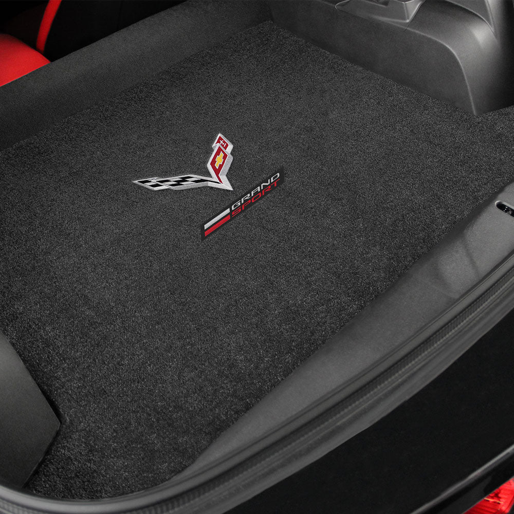 C7 Grand Sport Double Emblem Cargo Mat shown in a Corvette
