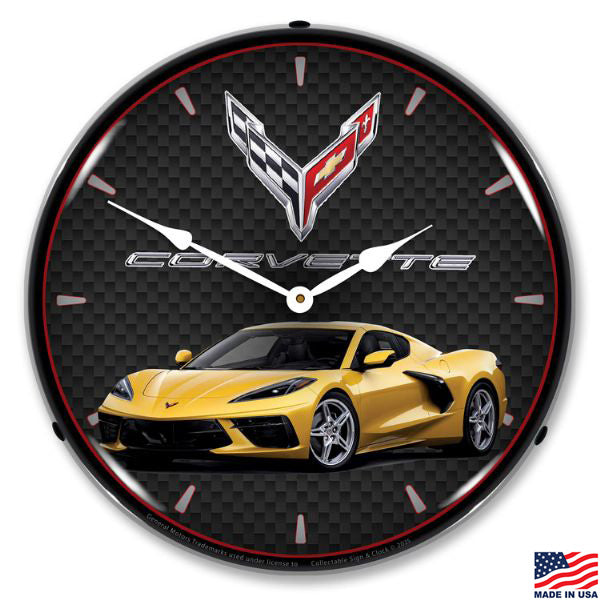 C8 Competition Yellow Tintcoat Metallic Corvette LED Lighted Clock