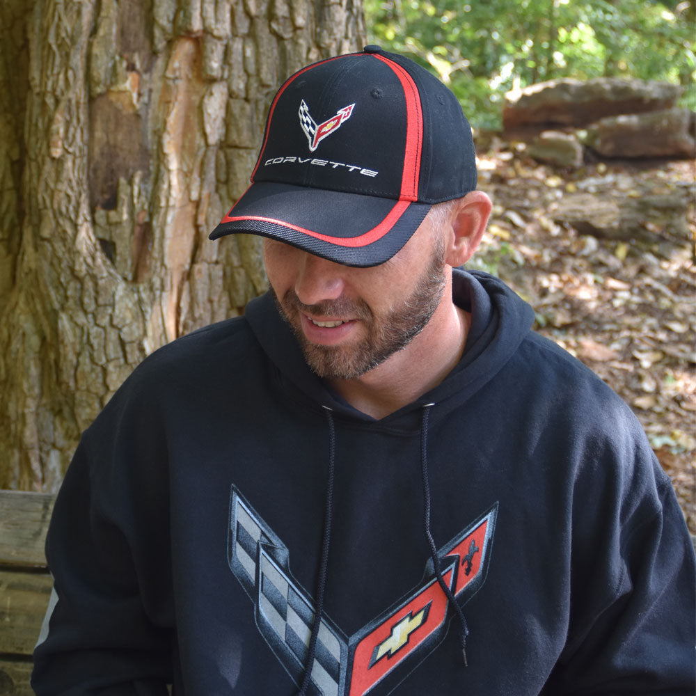 Person wearing the C8 Corvette Accent Cap