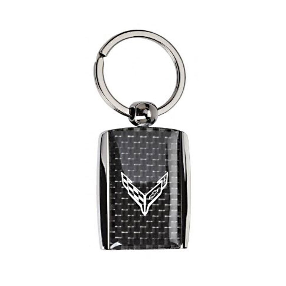 C8 Corvette Carbon Fiber Style Keychain