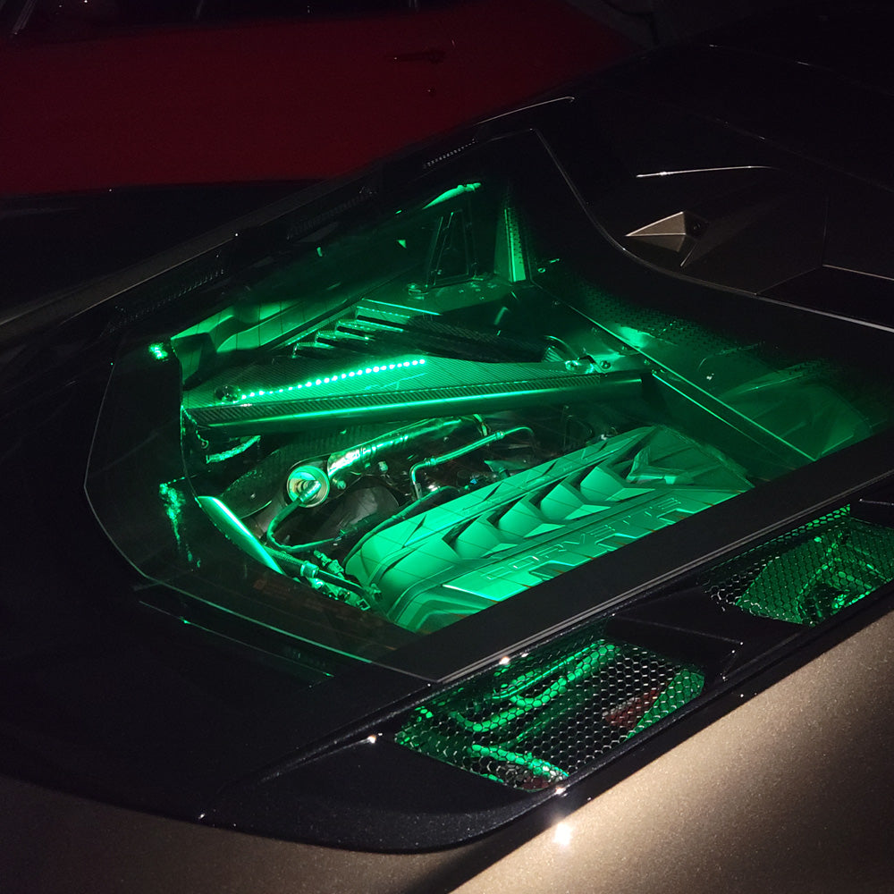 C8 Corvette E-Ray Coupe Engine Bay Lit Up