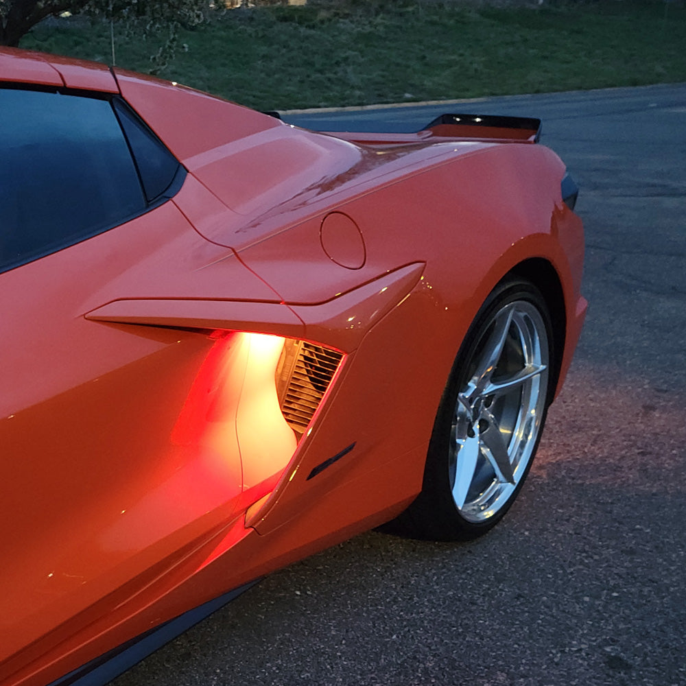 C8 Corvette E-Ray Coupe Side Scoops Lit Up