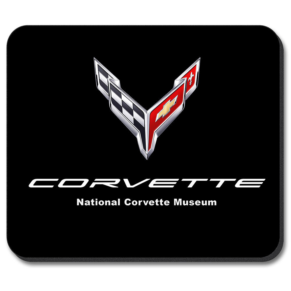 C8 Corvette Emblem Black Mouse Pad