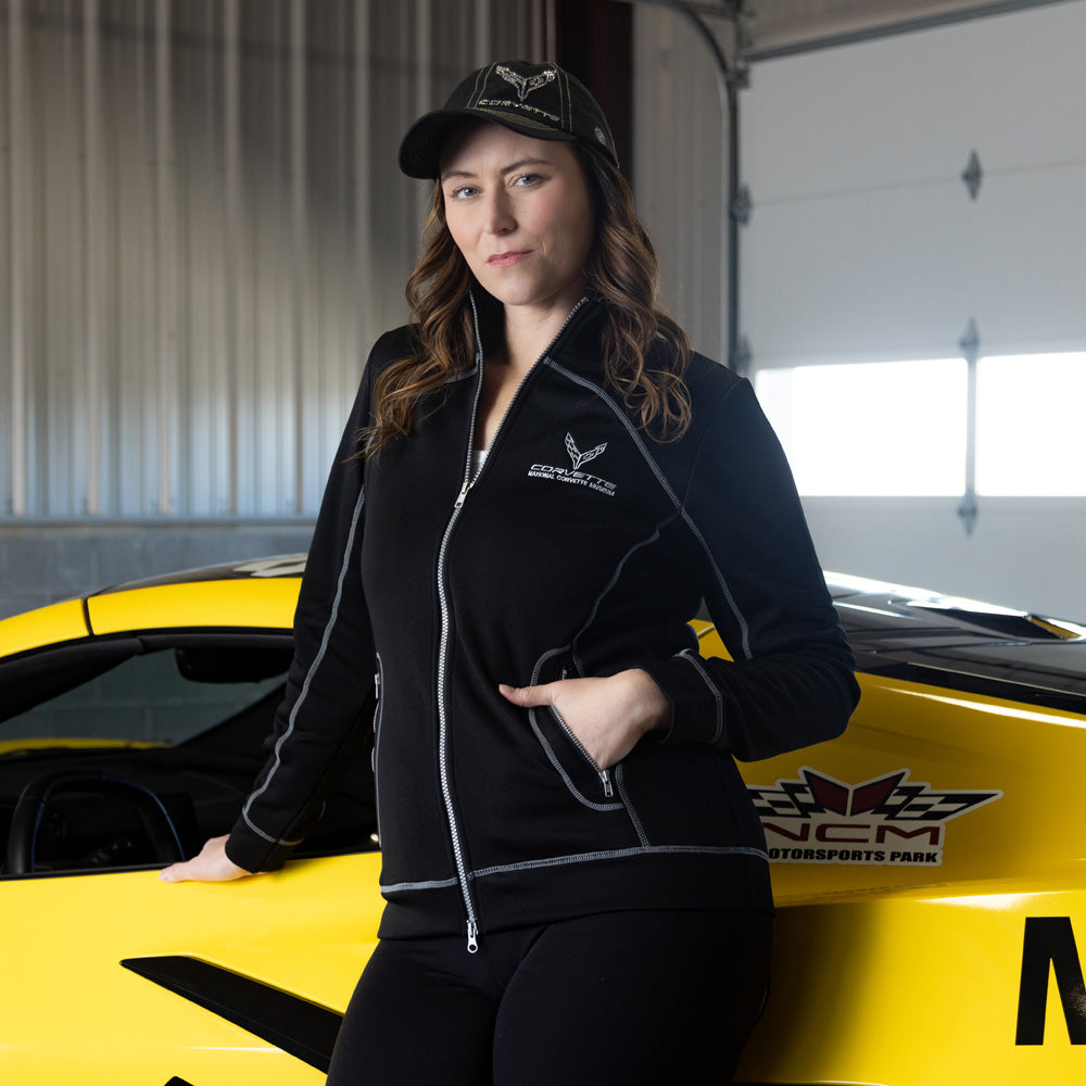C8 Corvette Emblem Ladies Black Jersey Jacket Lifestyle