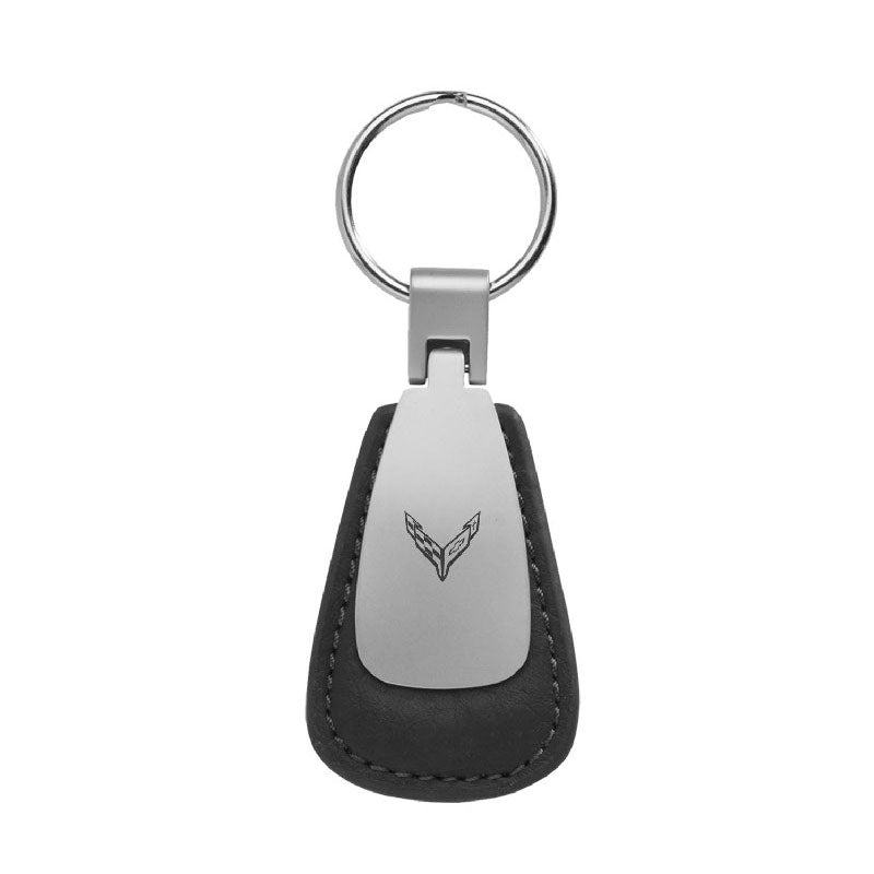 C8 Corvette Emblem Leather Teardrop Keychain