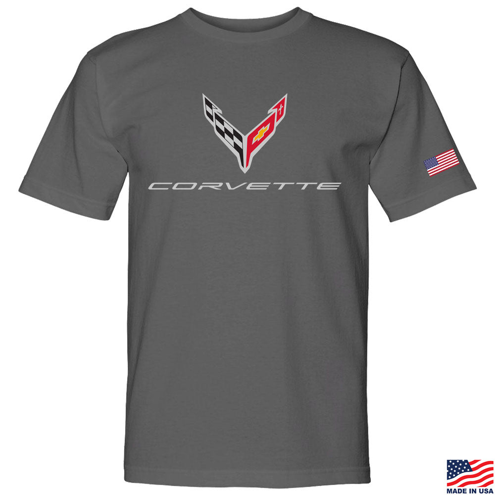 C8 Corvette Emblem USA Charcoal Made in the USA tee