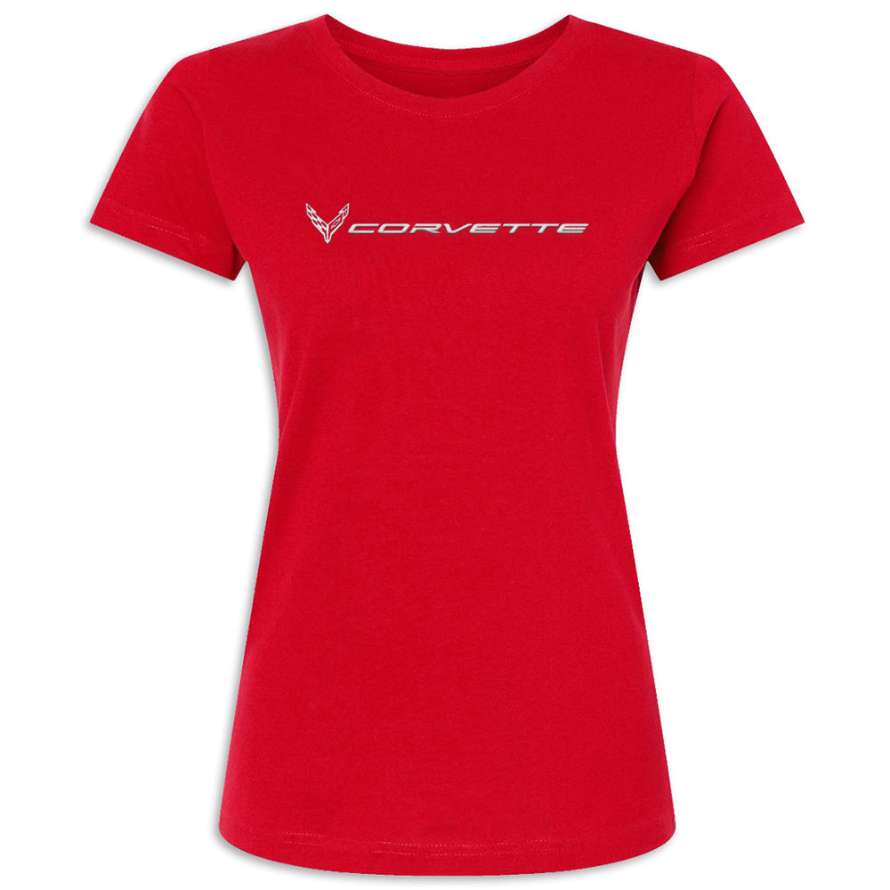 C8 Corvette Ladies Fine Jersey Red Top