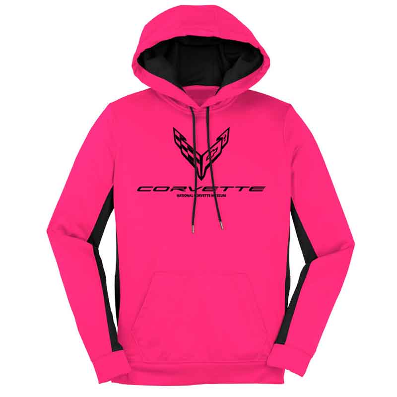 C8 Corvette Ladies' Hot Pink Colorblock Hoodie