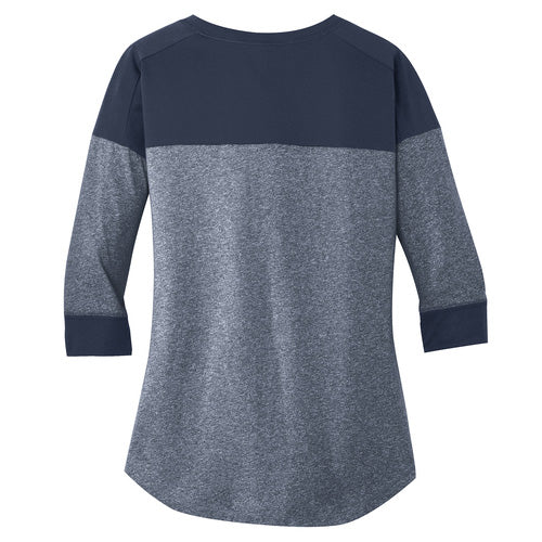 C8 Corvette Ladies Three Quarter Sleeve Navy Baseball Top Back View