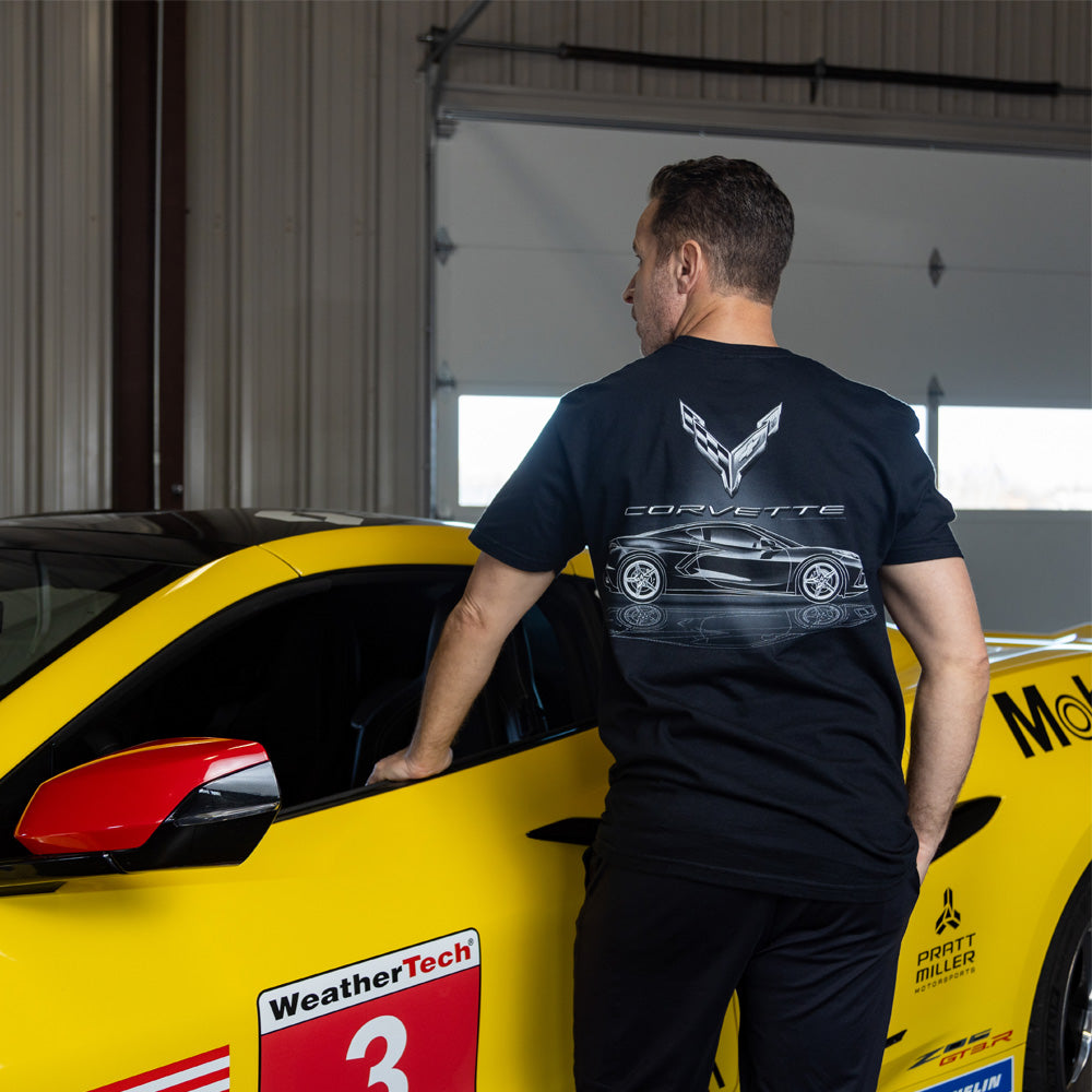 C8 Corvette Metallic Tonal Black Tshirt