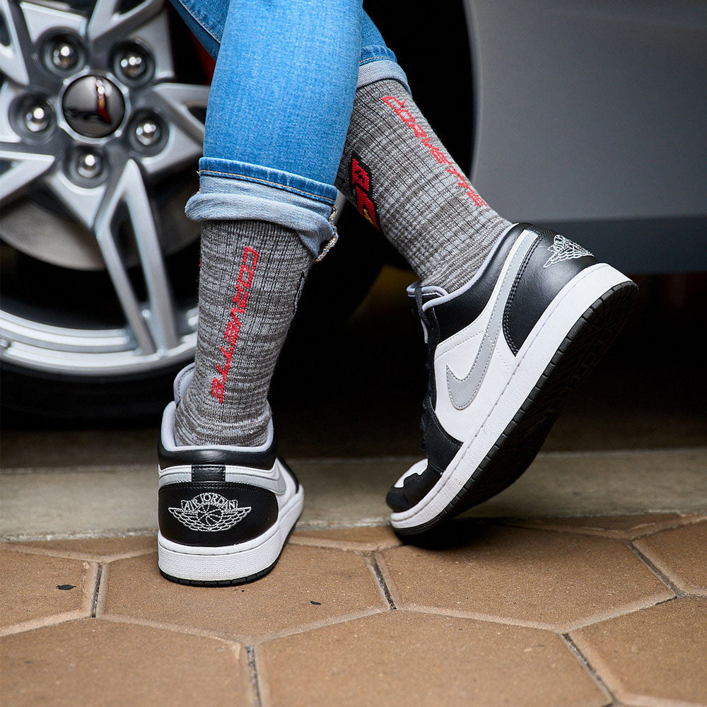 person wearing C8 Corvette Quad Crew Socks