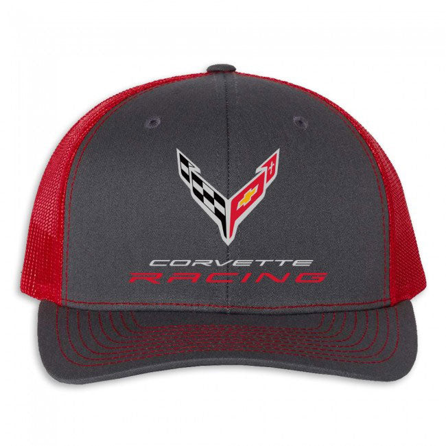 C8 Corvette Racing Mesh Back Charcoal and Red Cap