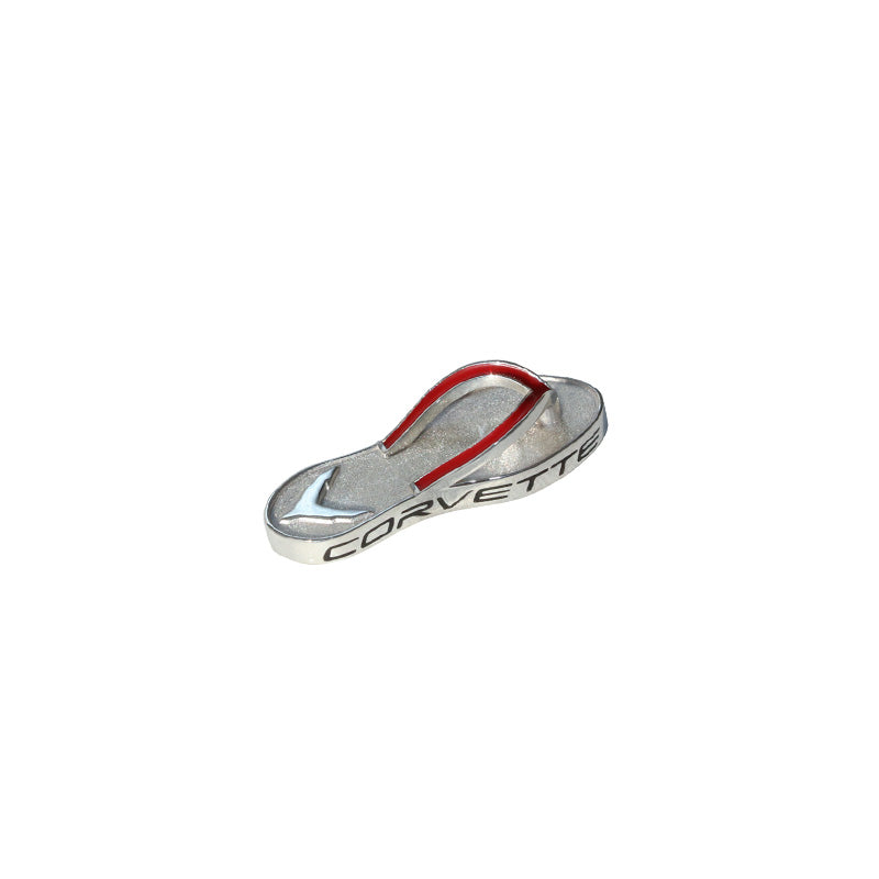C8 Corvette Red Flip Flop Sterling Silver Pendant