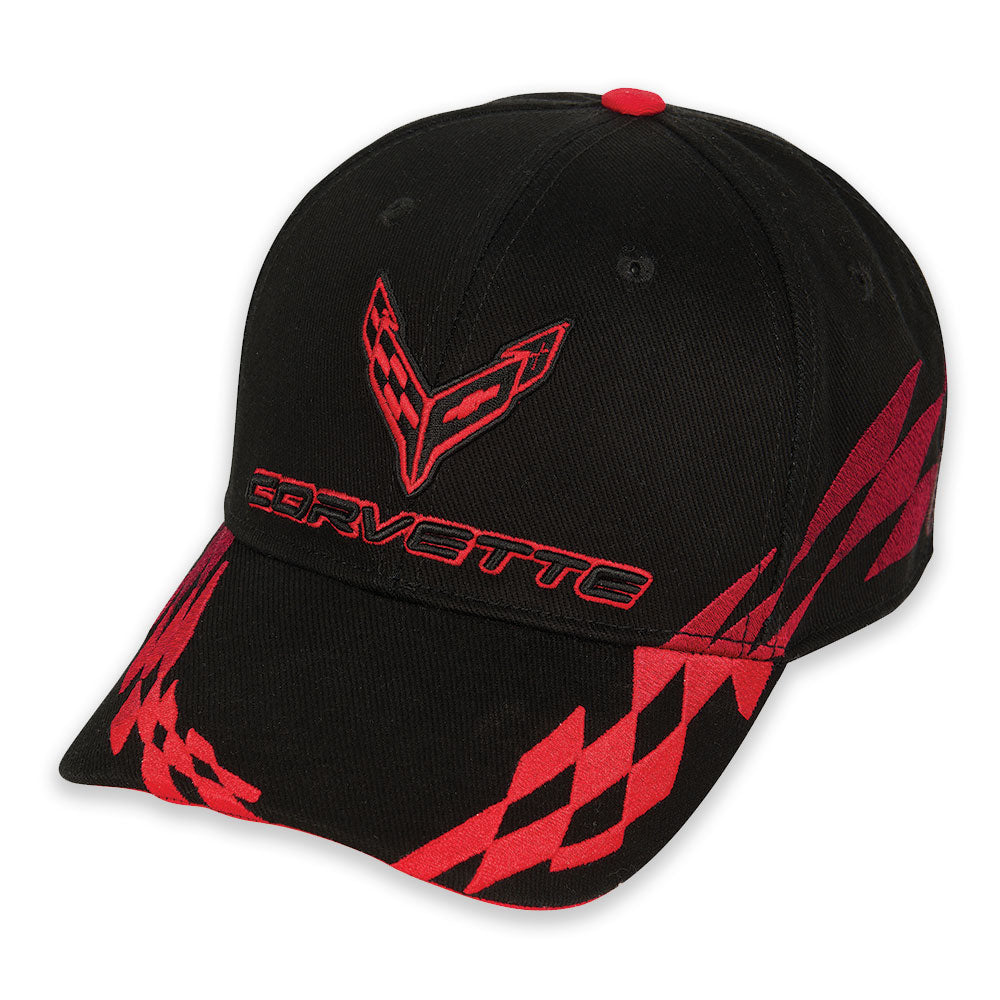 C8 Corvette Red and Black Checkered Flag Cap