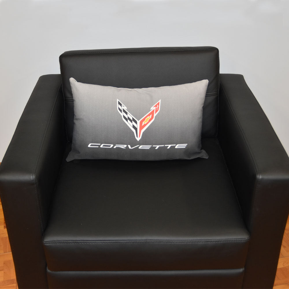 C8 Corvette Travel Pillow in a chair