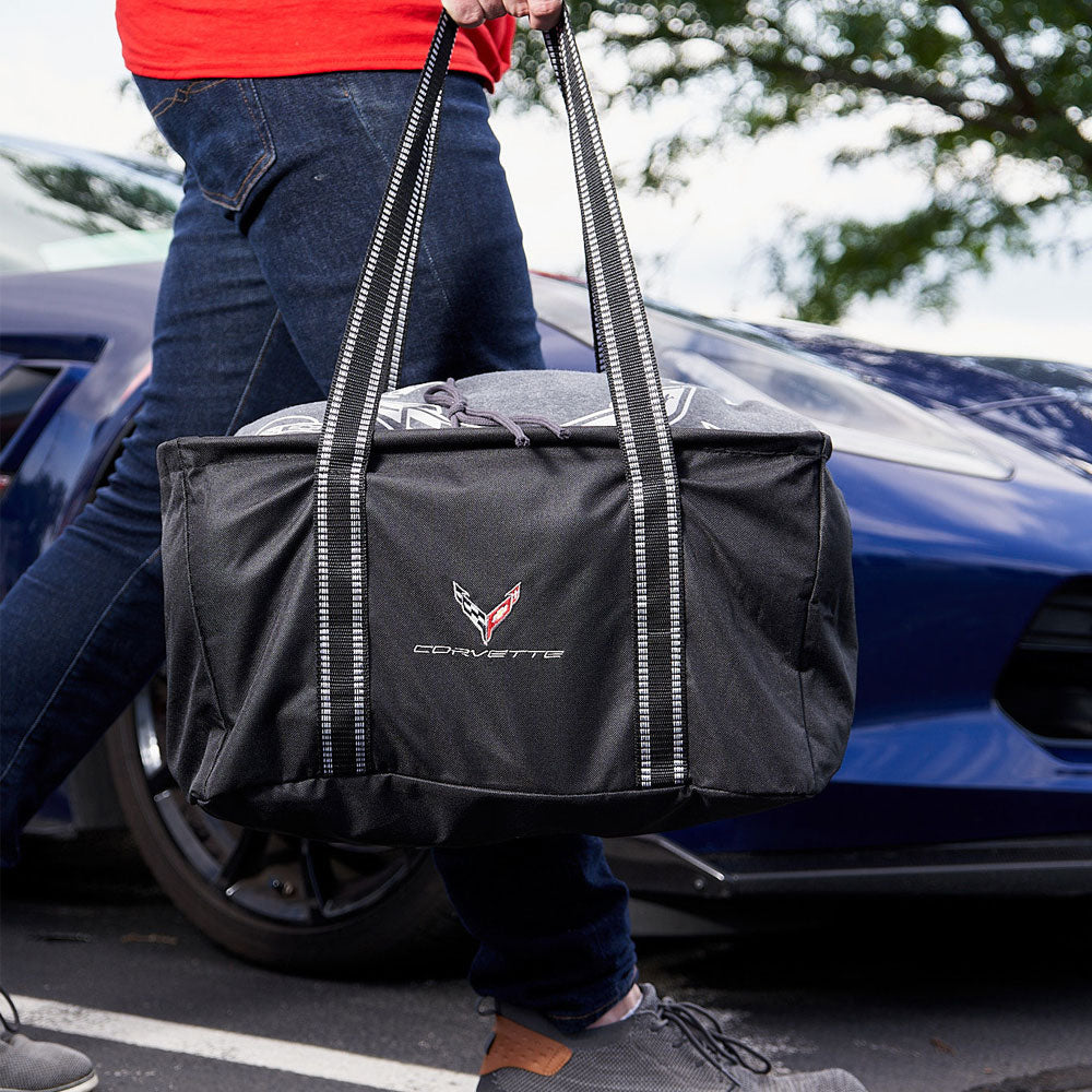 Man holding the C8 Corvette Utility Tote Bag