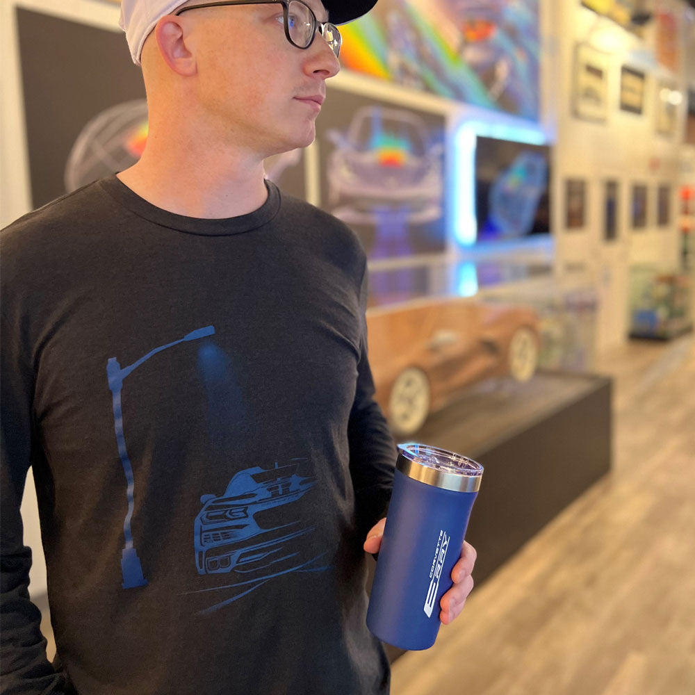 Man wearing the C8 E-Ray Light LS T-shirt