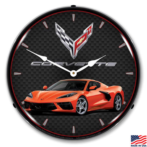 C8 Sebring Orange Tintcoat Corvette LED Lighted Clock